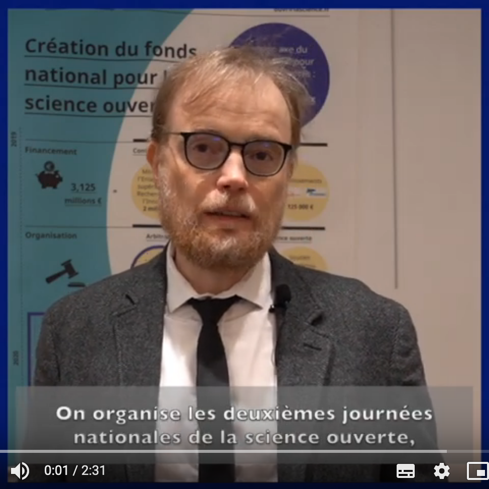 3 minutes en marge des Journées nationales de la science ouverte (2019)