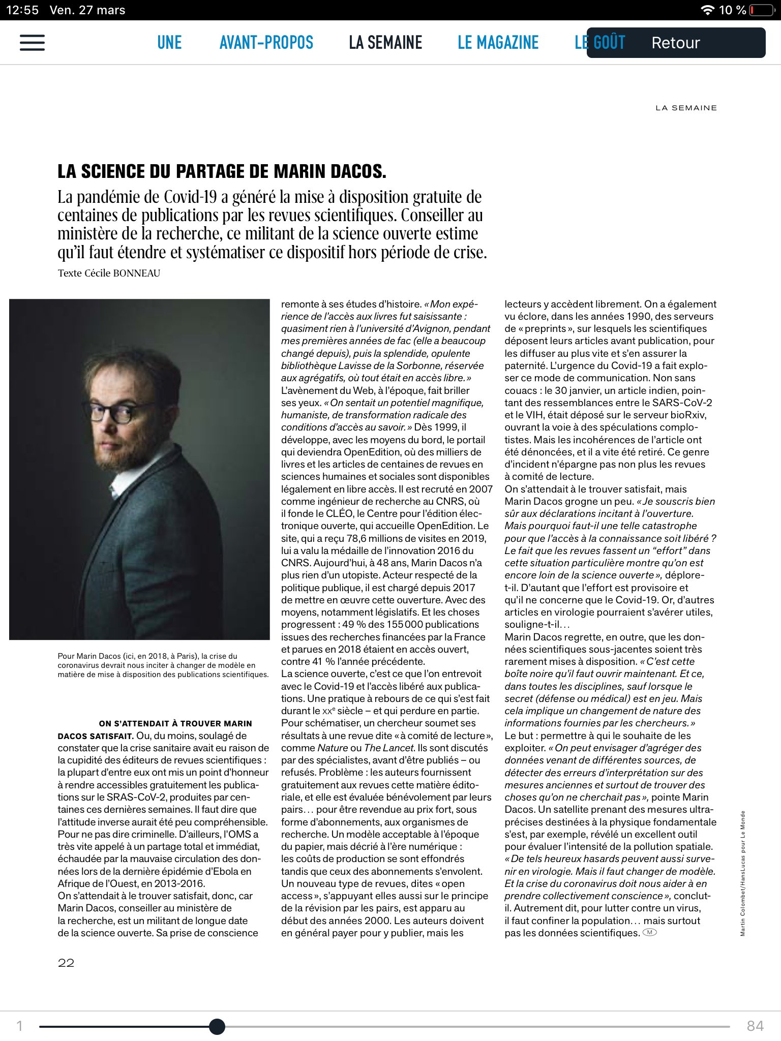 « Marin Dacos, la science du partage »